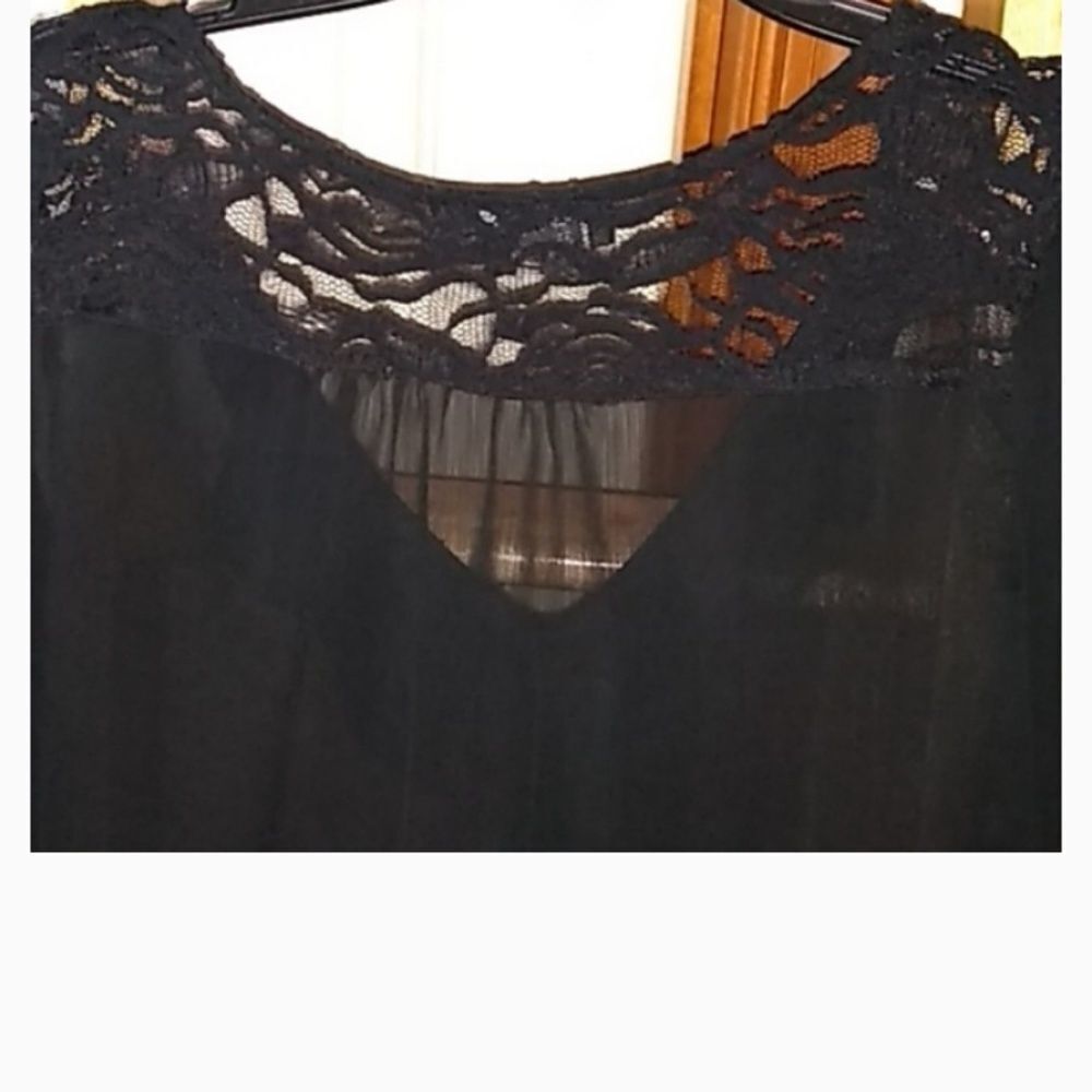 BCX Ruffle and lace see-through blouse, Black - Picture 3 of 6